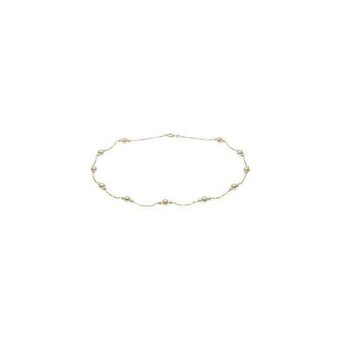14K Yellow Gold Freshwater Pearl 5.5-6mm Tincup Necklace 17" - Henry D Jewelry