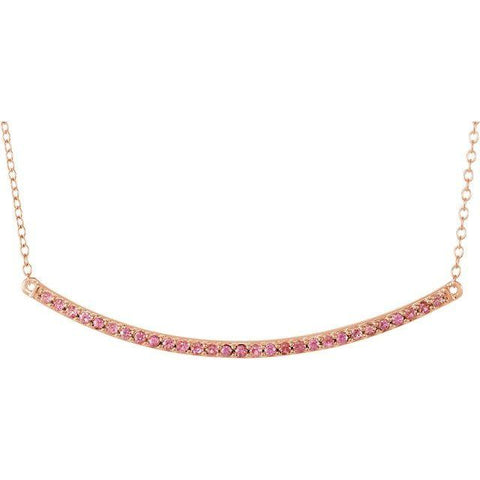 14K Rose Gold Pink Sapphire Necklace 16-18" - Henry D Jewelry