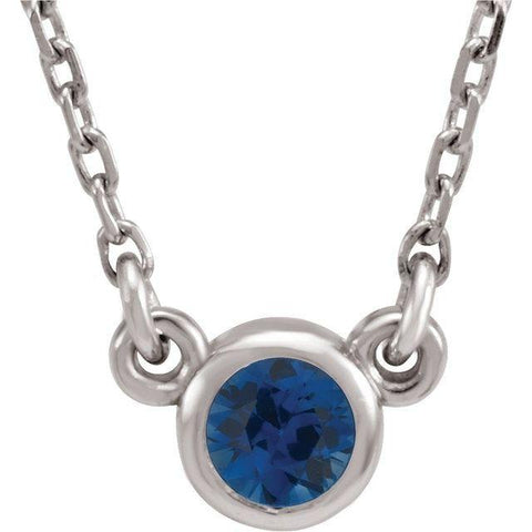 Blue Sapphire Solitaire Necklace 16" - Henry D Jewelry