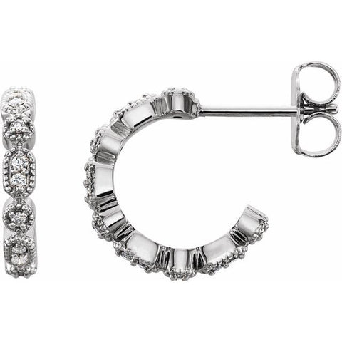 Diamond Hoop Earrings 1/8 ctw - 14K White Gold