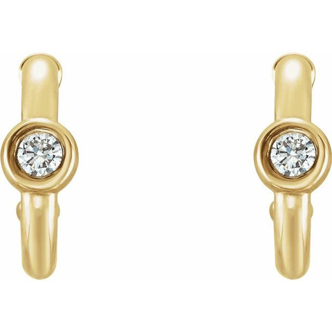 White Sapphire Hoop Earrings - 14K Yellow Gold