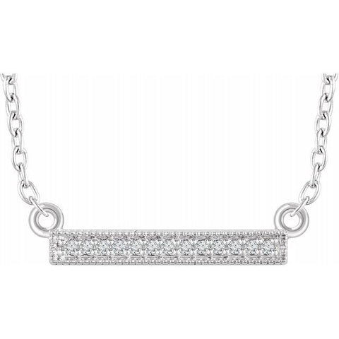 Diamond Milgrain Bar Necklace .05 ctw 16-18" - Henry D Jewelry
