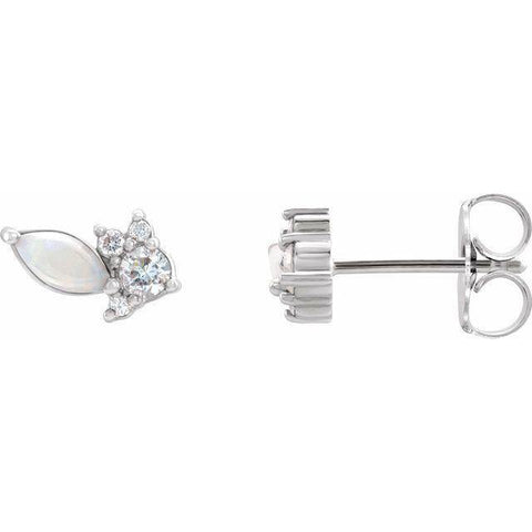 Australian Opal & Diamond Earrings 1/6 ctw - Henry D