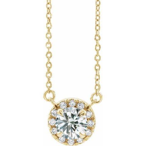 Diamond Halo Necklace 1/8 ctw 18" - Henry D Jewelry