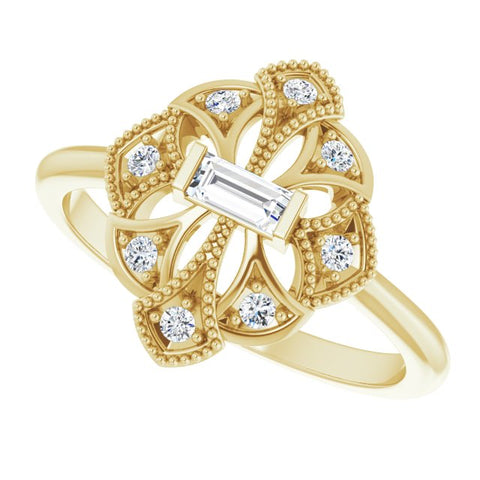 Vintage-Inspired Diamond Ring 1/5 ctw