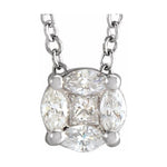 Diamond Cluster Necklace 1/6 ctw - 14K White Gold