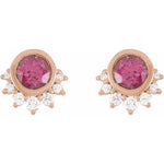 Rhodolite Garnet & Diamond Earrings .08 ctw - 14K Rose Gold