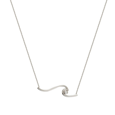 Wave Diamond Necklace .03 ctw - 14K White Gold