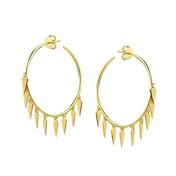 Open End Dangle Hoop Earrings - 14K Yellow Gold