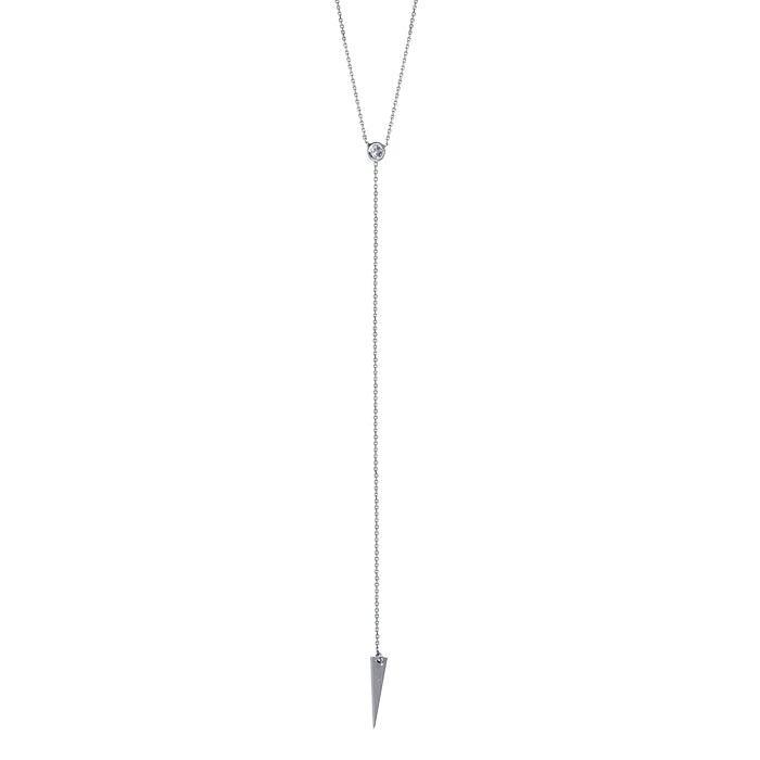 Bezel-Set CZ Spear Lariat Necklace Sterling Silver
