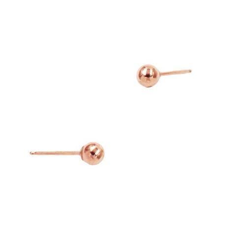 Round Ball Stud Earrings - 14K Rose Gold