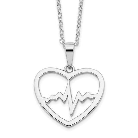 Heartbeat Heart Necklace - Sterling Silver - Henry D