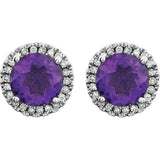 Amethyst & Diamond Halo 1/8 ctw Earrings - Henry D Jewelry