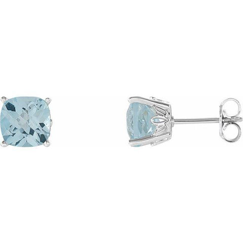 Sky Blue Topaz Cushion Cut Stud Earring - Henry D Jewelry