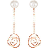 Freshwater Pearl Dangle Earrings - 14K Rose Gold