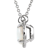 Opal & Diamond Halo Necklace .05 ctw 16" - Henry D Jewelry