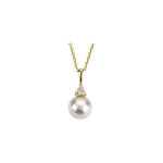 Freshwater Pearl 7.5-8mm & Diamond .06 ctw Necklace 18" - Henry D Jewelry