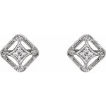 Diamond Filigree Earrings .075 ctw - 14K White Gold