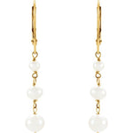 Freshwater Pearl Dangle Earrings- 14K Yellow Gold