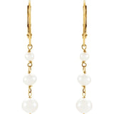 Freshwater Pearl Dangle Earrings- 14K Yellow Gold