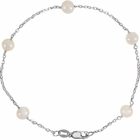 Freshwater Pearl Tincup Bracelet - Sterling Silver