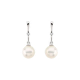 Freshwater Pearl & Diamond Earrings .06 ctw - 14K White Gold