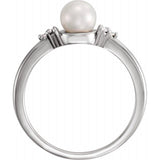 Freshwater Pearl & Diamond Ring .09 ctw - 14K White Gold