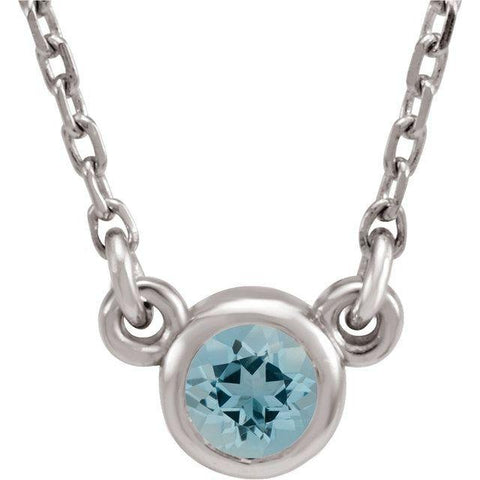 Aquamarine Solitaire Necklace 16" - Henry D Jewelry