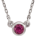 Pink Tourmaline Solitaire Necklace 16" - Henry D Jewelry