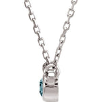 Aquamarine Solitaire Necklace 16" - Henry D Jewelry
