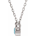 Blue Zircon Solitaire Necklace 16" - Henry D Jewelry