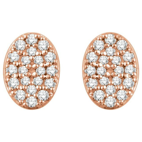 Oval Cluster Diamond Earrings 1/6 ctw
