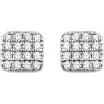 Square Cluster Diamond Earrings 1/5 ctw