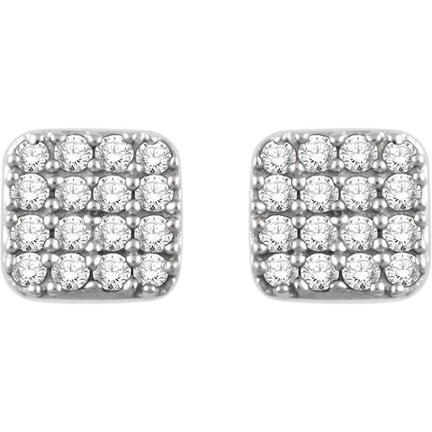 Square Cluster Diamond Earrings 1/5 ctw