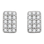 Rectangle Diamond Cluster Earrings 1/5 ctw - 14K White Gold