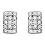 Rectangle Diamond Cluster Earrings 1/5 ctw - 14K White Gold