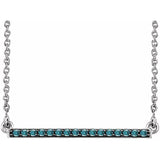 14K White Gold Blue Diamond Bar Necklace 1/6 ctw 18" - Henry D Jewelry