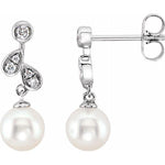 Freshwater Pearl & Diamond 1/6 ctw Earrings - Henry D Jewelry