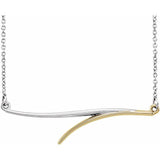 14K White/Yellow Freeform Bar Necklace 16" - Henry D Jewelry