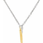 14K White/Yellow Freeform Bar Necklace 16" - Henry D Jewelry