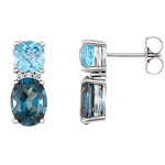 London Blue Topaz, Swiss Blue Topaz & Diamond Earrings .01 ctw - 14K White Gold