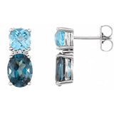 London Blue Topaz, Swiss Blue Topaz & Diamond Earrings .01 ctw - 14K White Gold