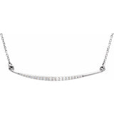 Diamond Curved Bar Necklace 1/8 ctw 16" - Henry D Jewelry