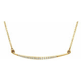 Diamond Curved Bar Necklace 1/8 ctw 16" - Henry D Jewelry