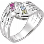 Engravable 5 Stone Family Ring - Sterling Silver