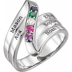 Engravable 5 Stone Family Ring - Sterling Silver