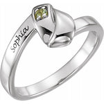 Engravable 1 Stone Family Ring - Sterling Silver