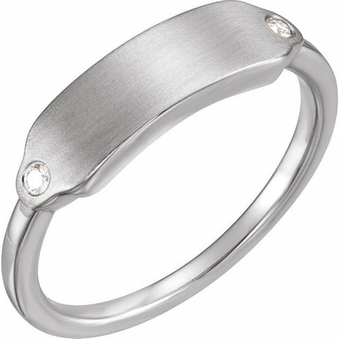 Engravable Rectangle Diamond Signet Ring .03ctw