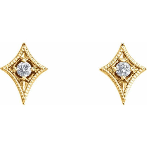 Geometric Diamond Earrings 1/8 ctw - 14K Yellow Gold