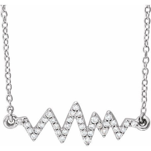 Diamond Heartbeat Necklace 1/6 ctw 16-18" - Henry D Jewelry